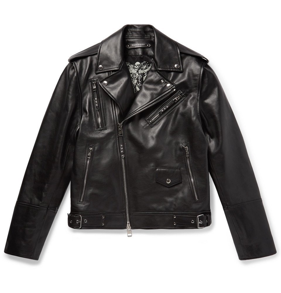 Alexander McQueen Zip-Front Cropped Leather Top