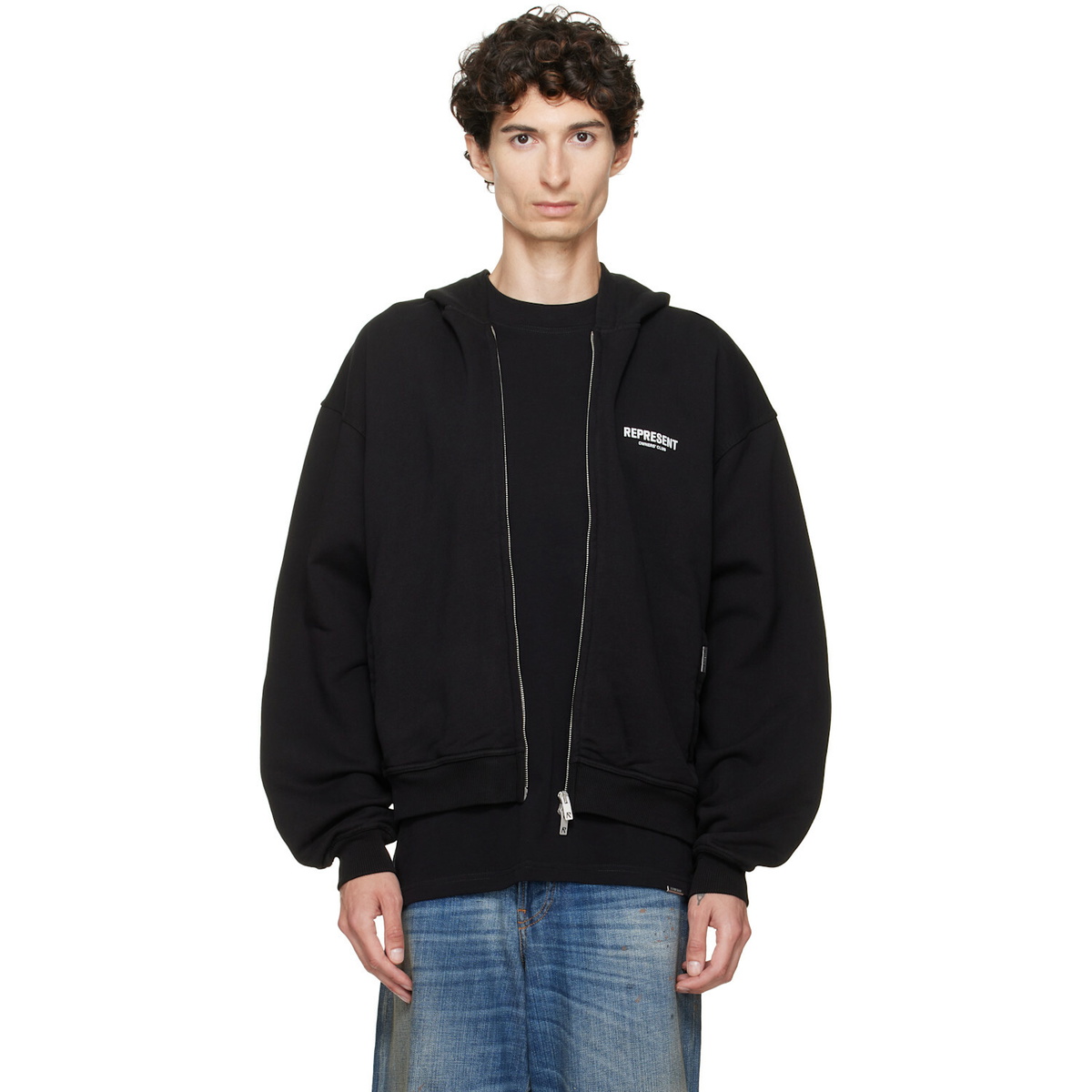 Represent Black Printed 'Owners Club' Zip-Up Hoodie