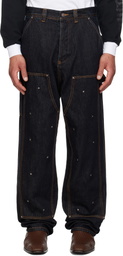 KUSIKOHC Navy Workwear Multi Rivet Denim Jeans