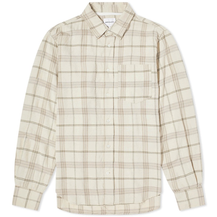 Photo: Norse Projects Men's Algot Relaxed Textured Check Shirt in Oatmeal