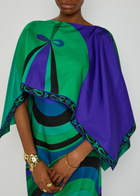 Pucci Iride Cape-effect Silk-twill Maxi Dress Multi Print
