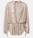 Missoni Zig Zag cutout gathered blouse