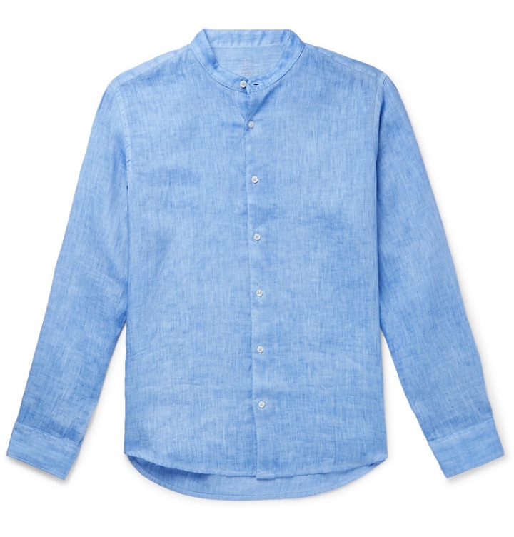 Photo: Altea - Grandad-Collar Linen Shirt - Blue
