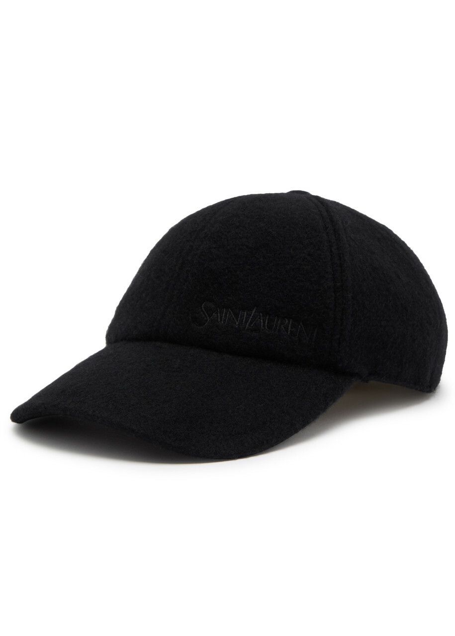 Saint Laurent Logo-embroidered Cashmere cap Black