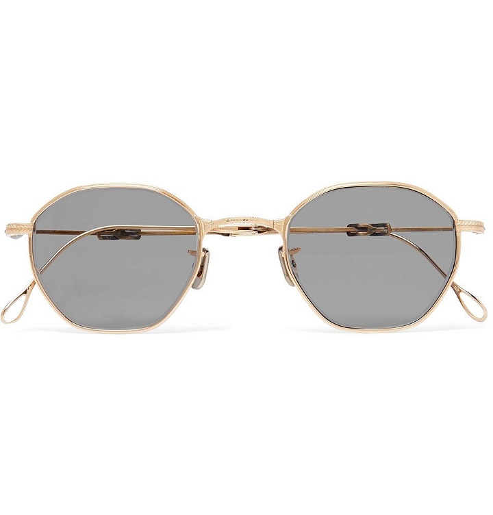 Photo: Eyevan 7285 - Round-Frame Gold-Tone Titanium Polarised Sunglasses - Gold