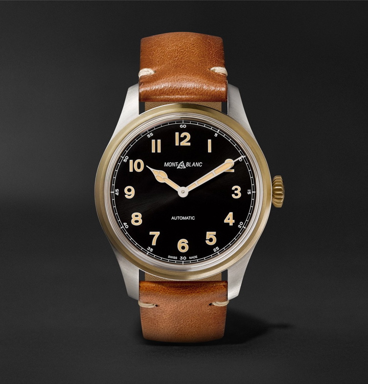 Photo: Montblanc - 1858 Automatic 40mm Stainless Steel, Bronze and Leather Watch, Ref. No. 117833 - Black