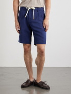 Eleventy - Wide-Leg Lyocell and Linen-Blend Twill Shorts - Blue