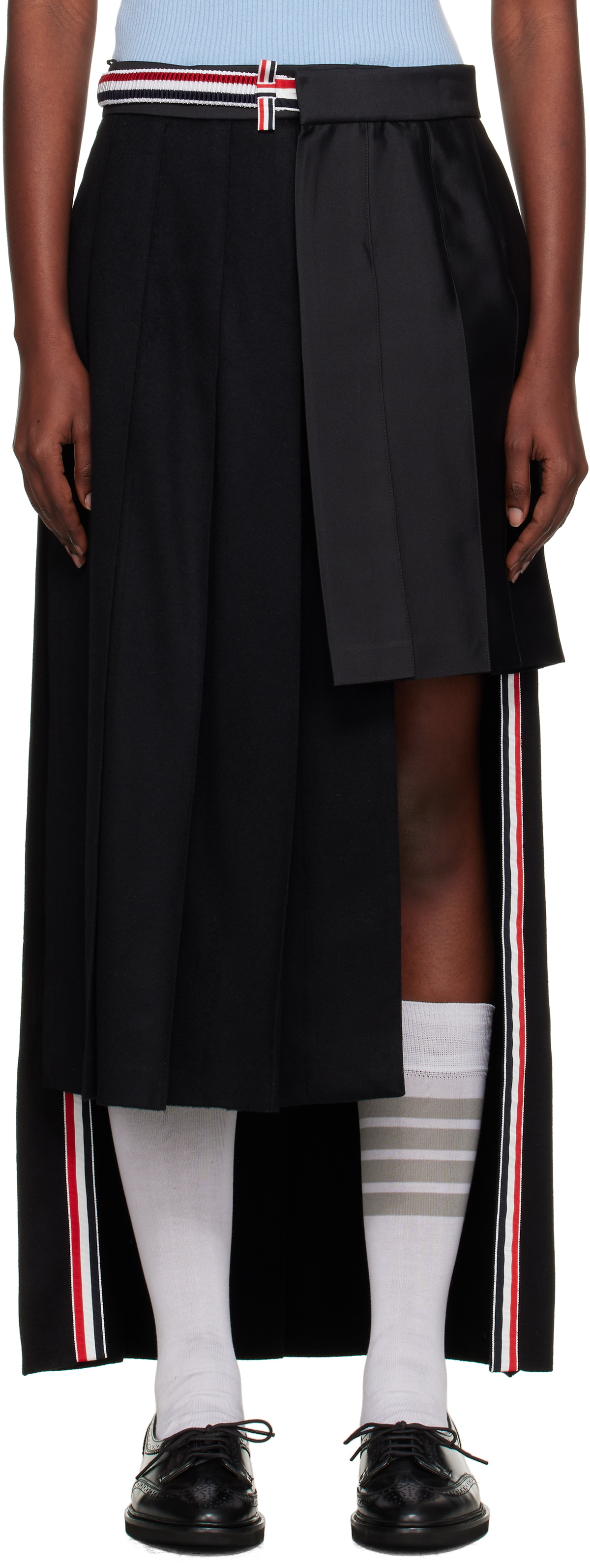 スカート THOM BROWNE CALF LEGTH SIDE TAB SKIRT IN SOLID WOOL TWILL Thom Browne Calf Legth Side Tab Skirt In Solid Wool Twill