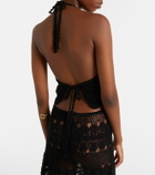 Anna Kosturova Filigree crochet halterneck cotton top