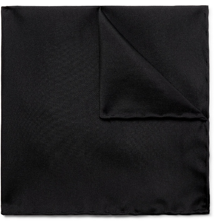 Photo: LANVIN - Logo-Embroidered Silk-Twill Pocket Square - Black