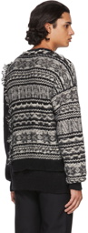 Isabel Benenato Black & White Patchwork Sweater