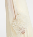 Roland Mouret Feather-trimmed caped silk chiffon gown
