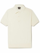 TOM FORD - Silk and Cotton-Blend Piquè Polo Shirt - Neutrals