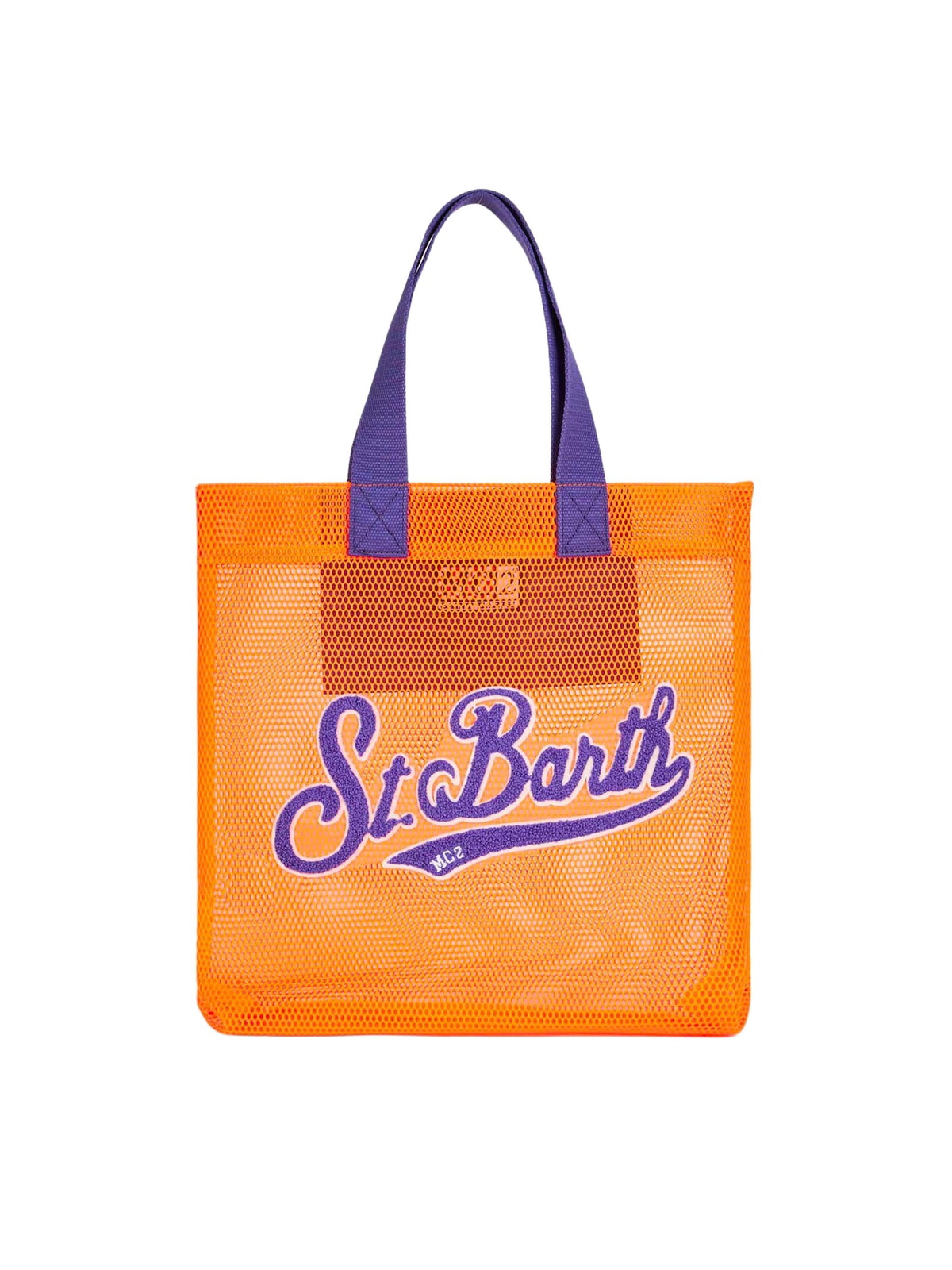 MC2 Saint Barth Mesh Orange Shopper Bag With Front Terry Embroidery