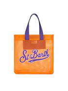 MC2 Saint Barth Mesh Orange Shopper Bag With Front Terry Embroidery