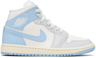 Nike Jordan White & Blue Air Jordan 1 Mid Sneakers