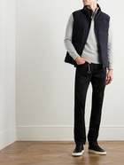 Incotex - Leather-Trimmed Straight-Leg Jeans - Black