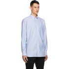 Drakes Blue and White Oxford Stripe Regular Fit Shirt