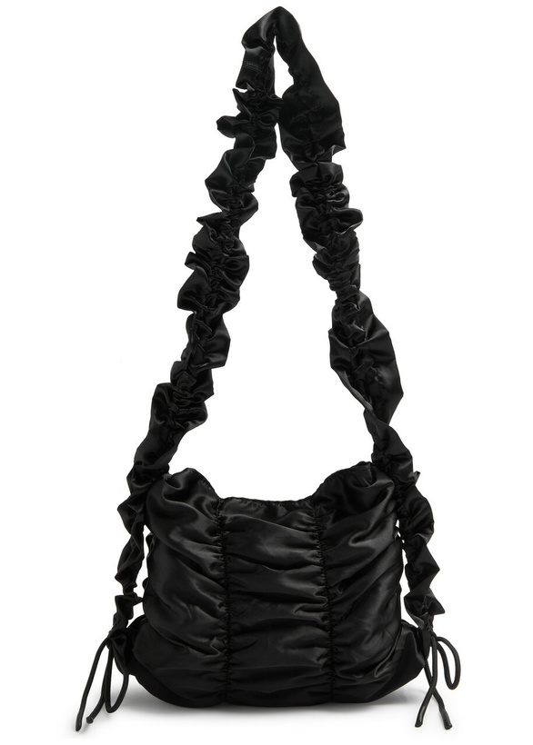 Photo: Damson Madder Ruched Satin Shoulder bag - Black - One Size