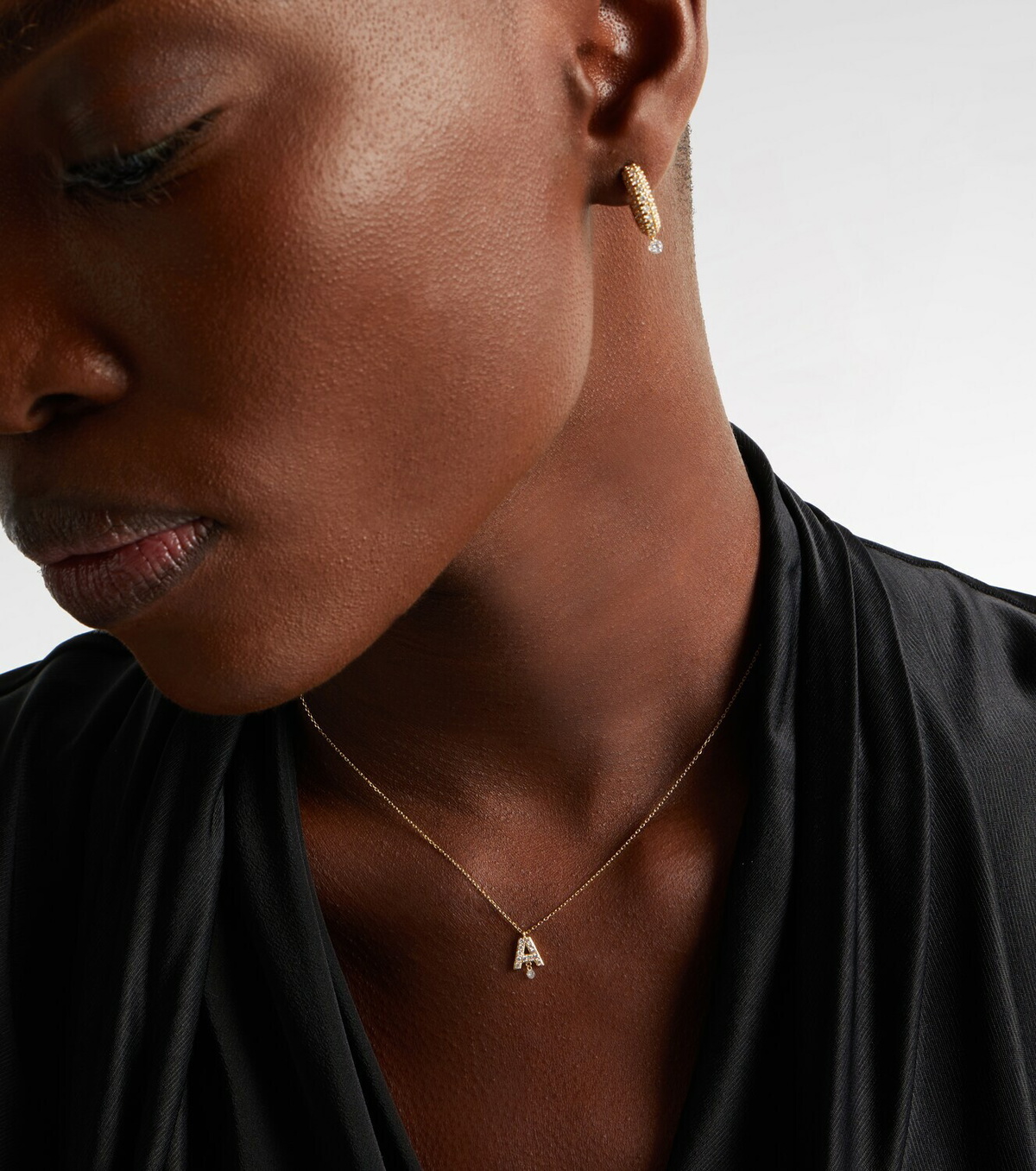 Persée Alphabet A 18kt gold necklace with diamonds