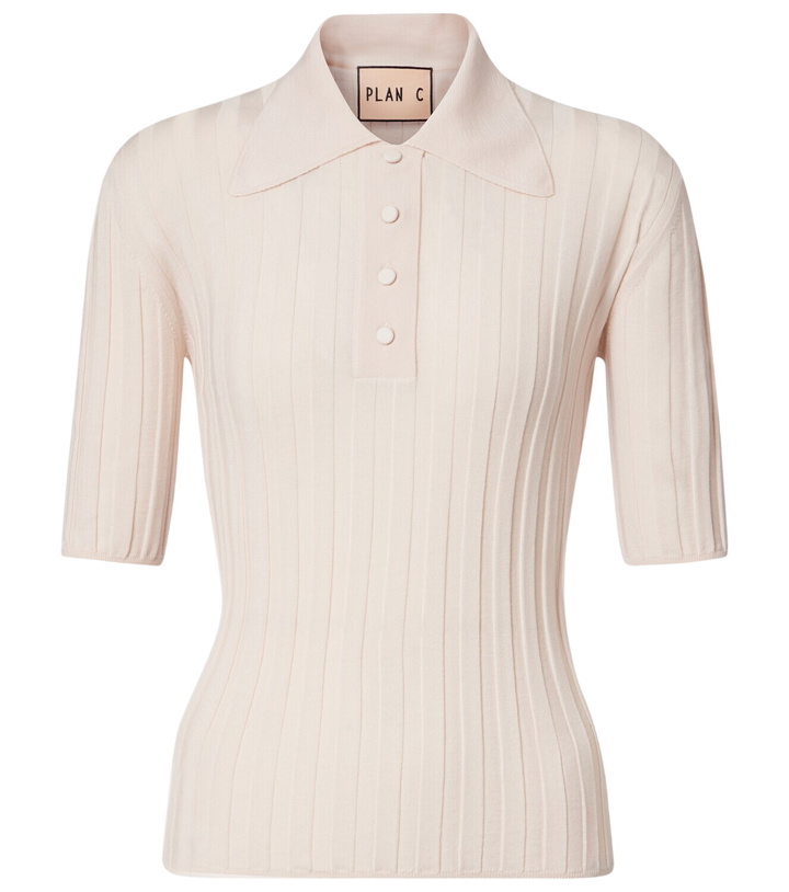 Photo: Plan C Ribbed-knit wool polo shirt