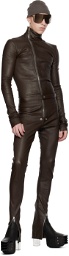 Rick Owens Brown Gary Leather Jumpsuit