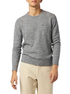 MC2 Saint Barth Man Grey Mélange Stretch Wool Sweater With St. Barth Embroidery