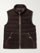 Mr P. - Leather-Trimmed Padded Quilted Suede Gilet - Brown