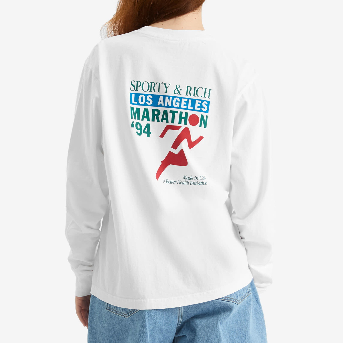 Sporty & Rich Women's LA Marathon Long Sleeve T-Shirt in White