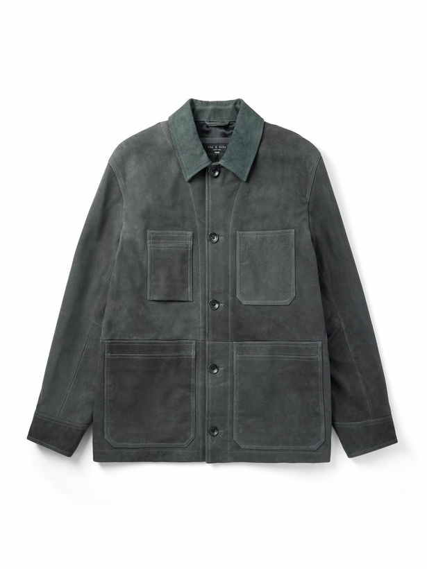 Photo: Rag & Bone - Graham Corduroy-Trimmed Suede Jacket - Gray