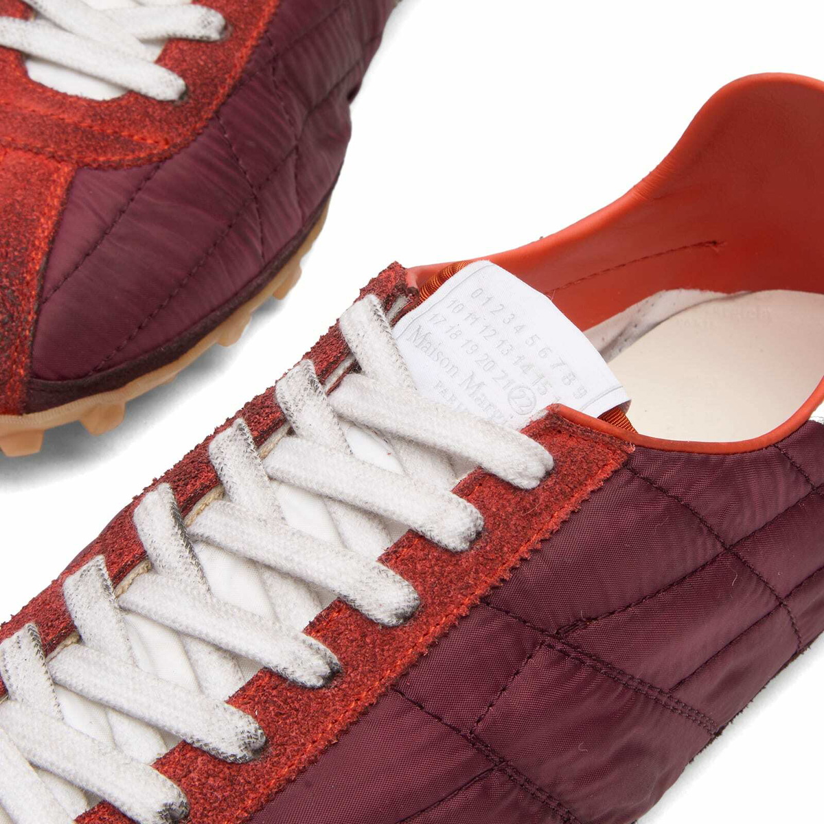 Maison Margiela Men's Sprinters Low Top Sneaker in Oxblood/White/Grey