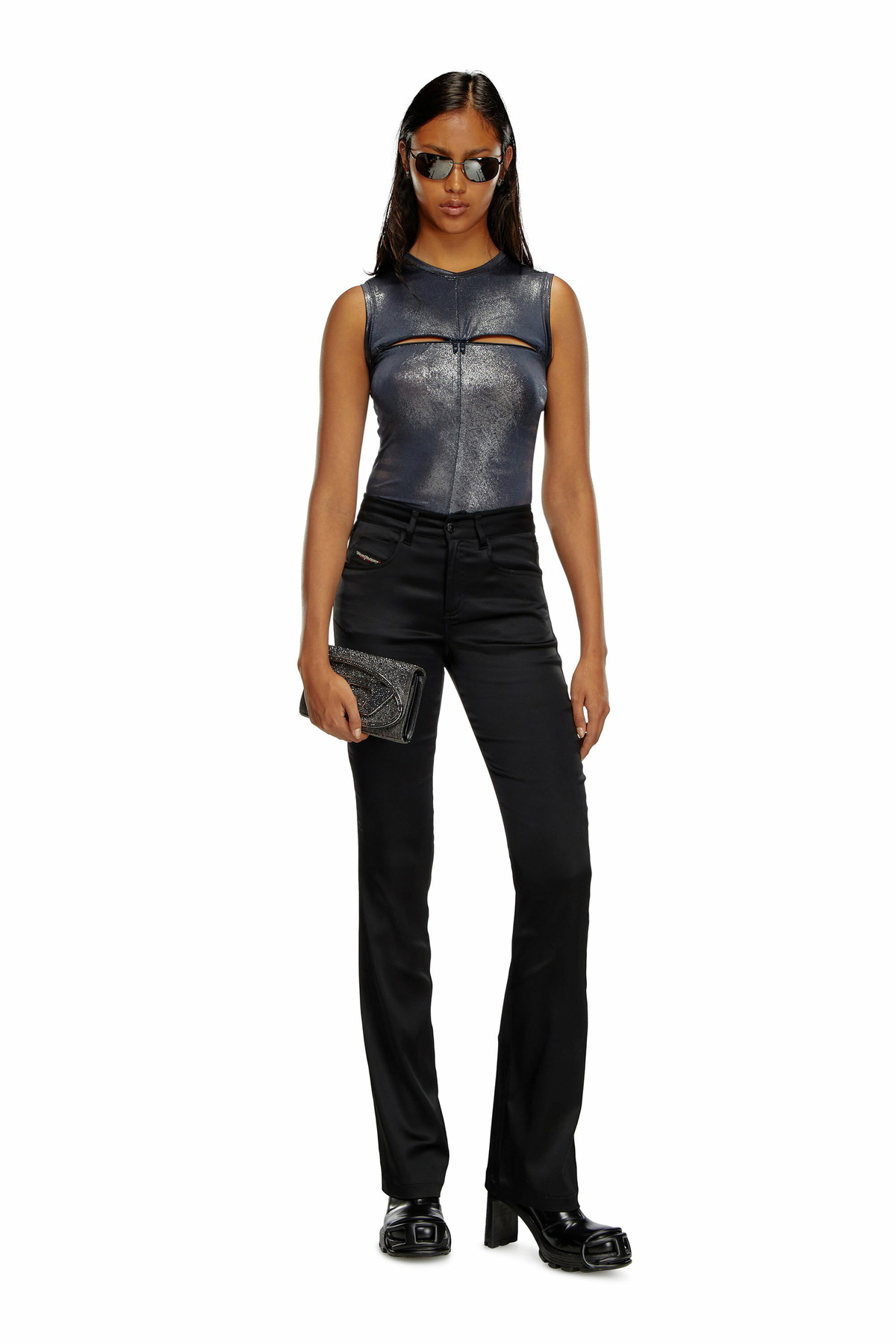 Diesel Metallic tank top with chest slit - T-Shirts Womens