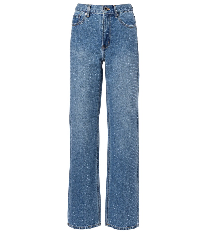Photo: Self-Portrait Embellished high-rise straight jeans