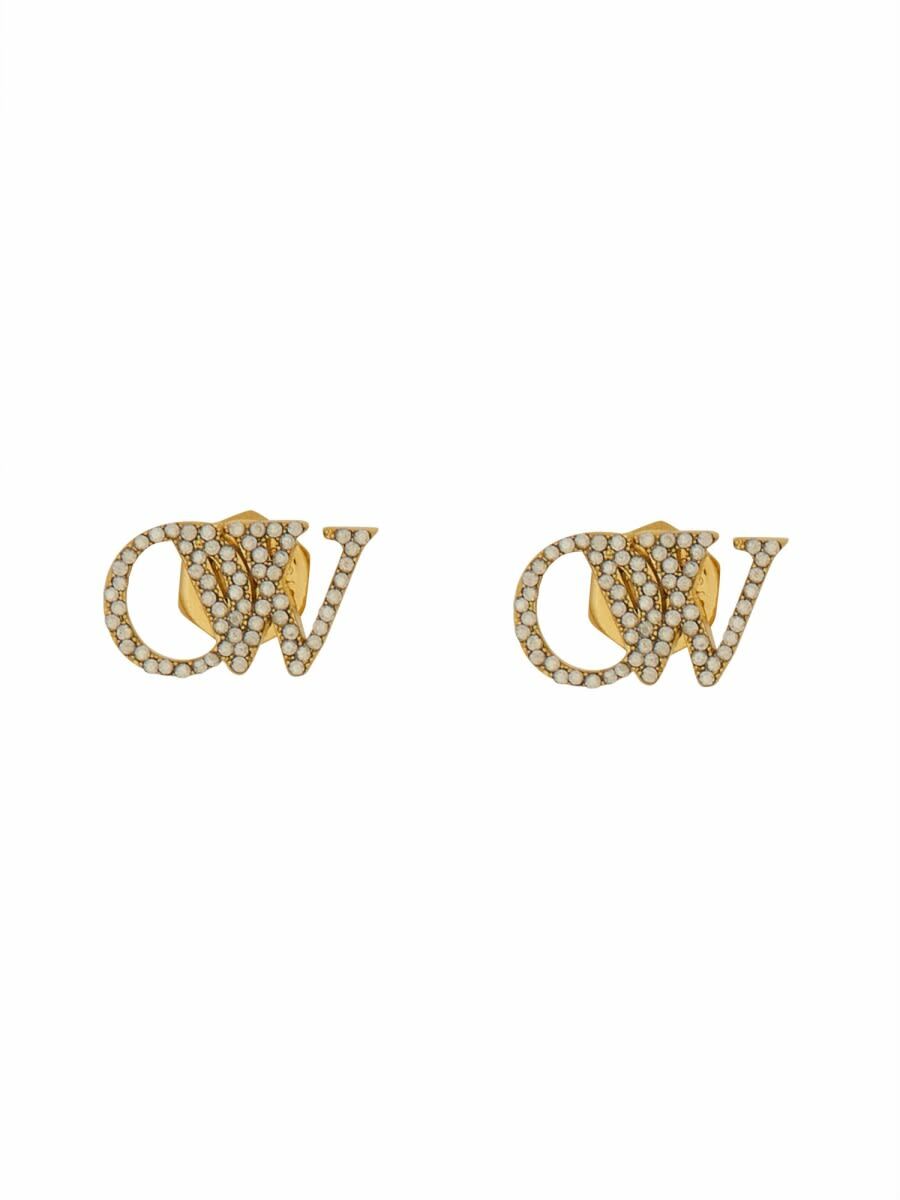 【関税＆送料込み】Off-White Logo Earrings Off-White Crystal-embellished logo earrings Off-White
