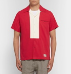 Wacko Maria - Camp-Collar Two-Tone Tencel and Cotton-Blend Twill Shirt - Red