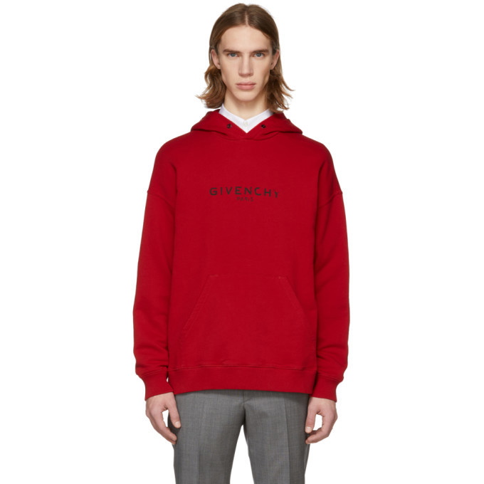 Photo: Givenchy Red Vintage Logo Hoodie