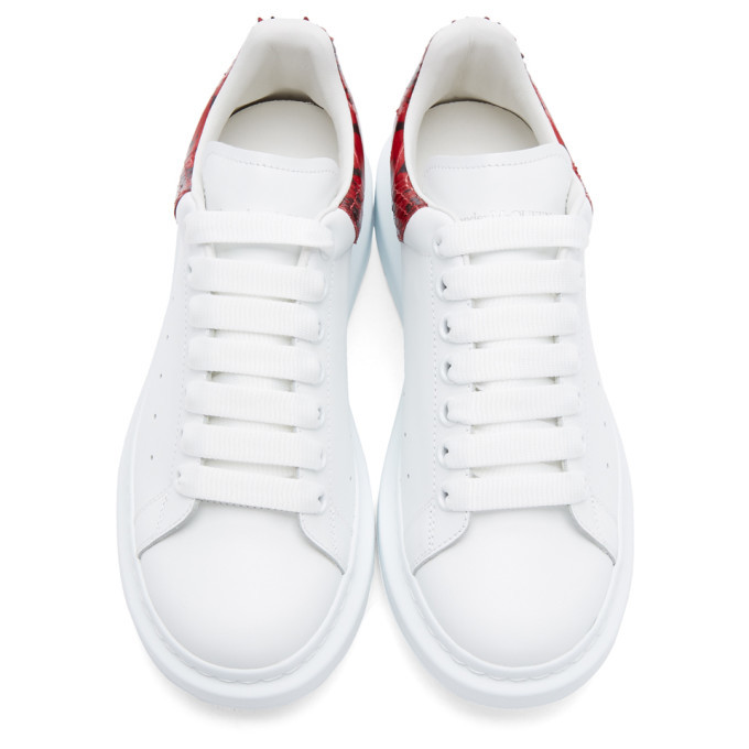 Alexander McQueen White And Red Python Oversized Sneakers for Men