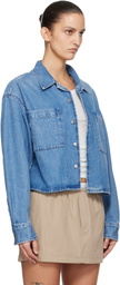 Alexander Wang Blue Cropped Long Sleeve Denim Shirt