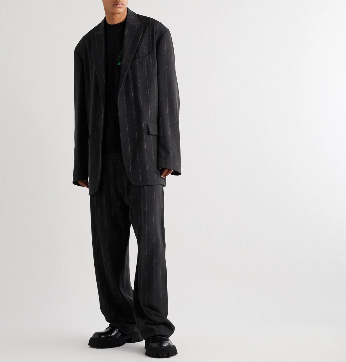 meditativ Stramme Fremtrædende Balenciaga - Logo-Print Twill Suit Jacket - Black Balenciaga