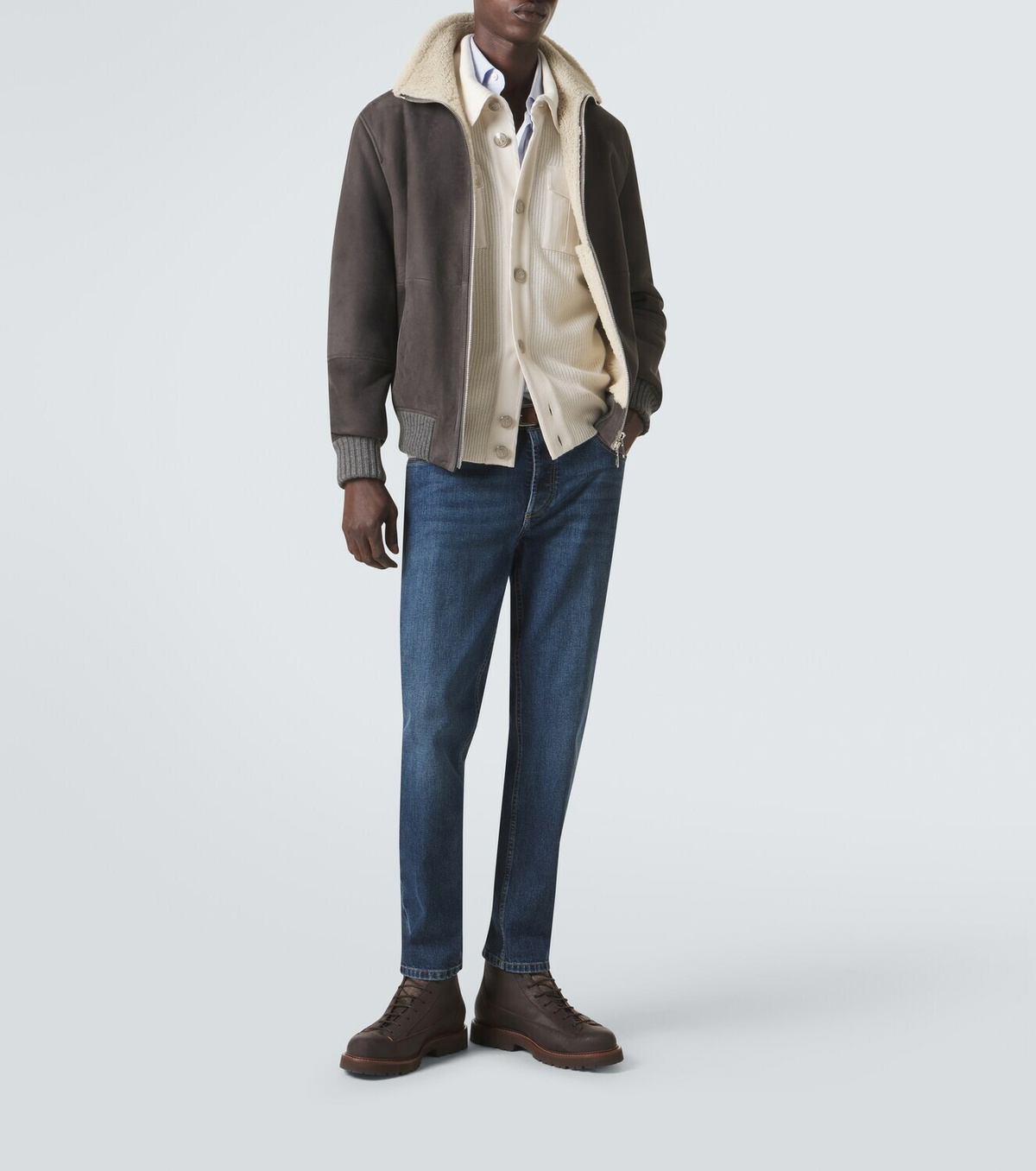 Brunello Cucinelli Cashmere-trimmed shearling blouson jacket