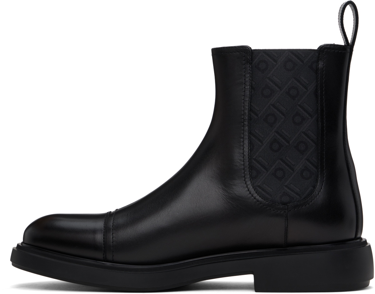 Ferragamo Black Beat Camden Chelsea Boots