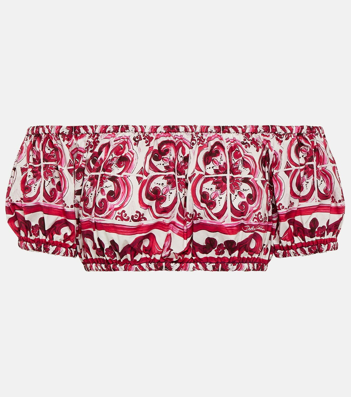 Dolce&Gabbana Printed off-shoulder cotton crop top