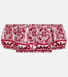 Dolce&Gabbana Printed off-shoulder cotton crop top