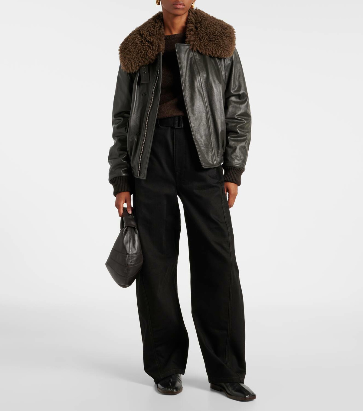 Lemaire Shearling-trimmed leather blouson Lemaire