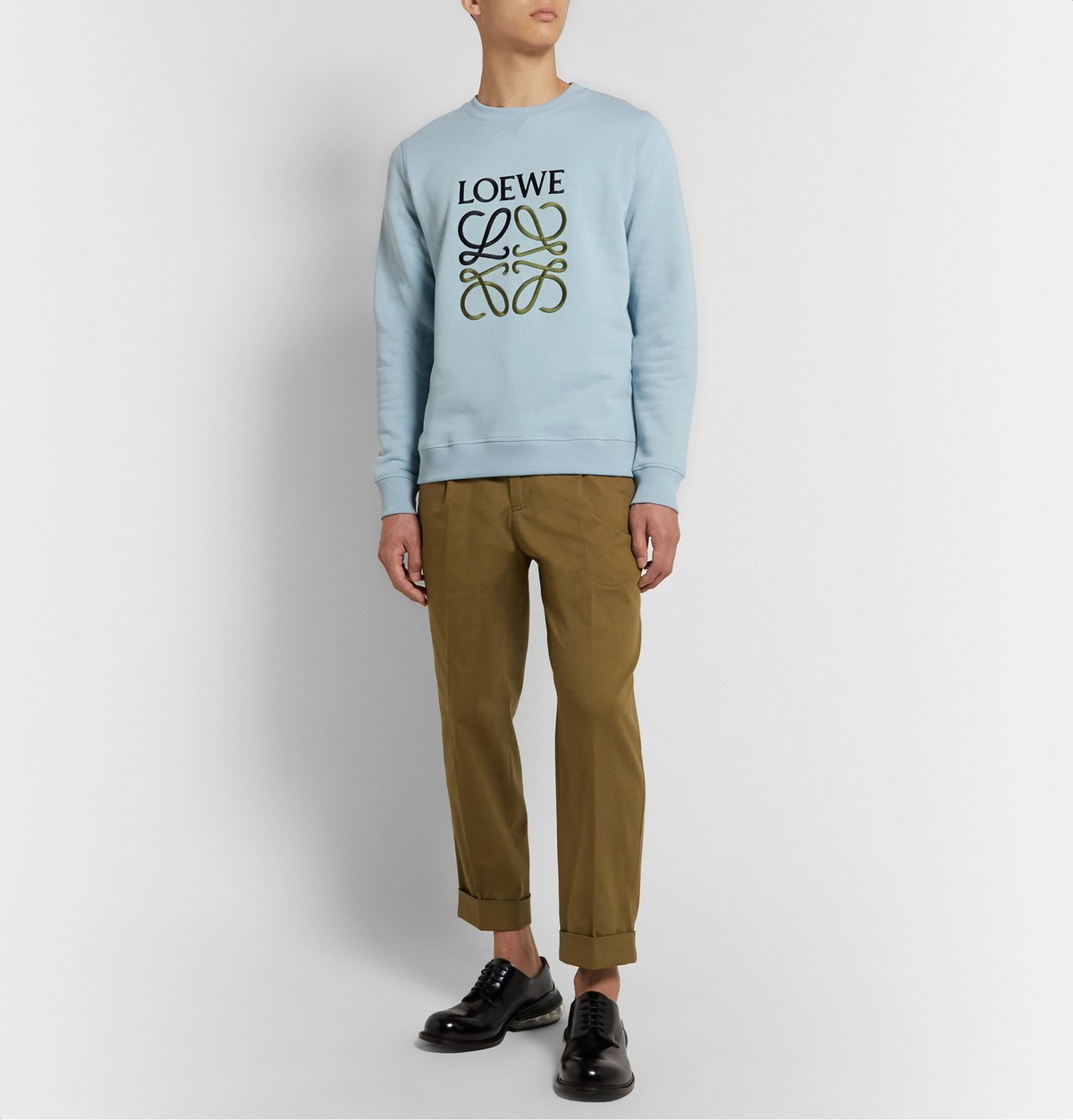 Loewe - Logo-Embroidered Cotton-Jersey Sweatshirt - Blue Loewe