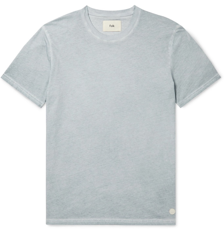 Photo: Folk - Assembly Garment-Dyed Cotton-Jersey T-Shirt - Blue