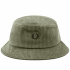 Fred Perry Men's Corduroy Bucket Hat in Uniform Green