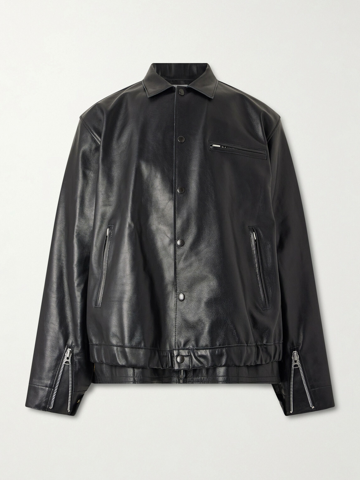 Sacai - Layered Leather Blouson Jacket - Black Sacai