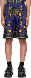 Versace Blue Medusa Saddle Shorts