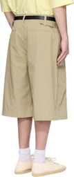 LEMAIRE Khaki Maxi Pleated Bermuda Shorts